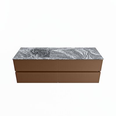 MONDIAZ VICA-DLUX 150cm badmeubel onderkast Rust 4 lades. Inbouw wastafel CLOUD links 1 kraangat, kleur Lava.
