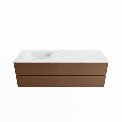 MONDIAZ VICA-DLUX 150cm badmeubel onderkast Rust 4 lades. Inbouw wastafel CLOUD links 1 kraangat, kleur Opalo.