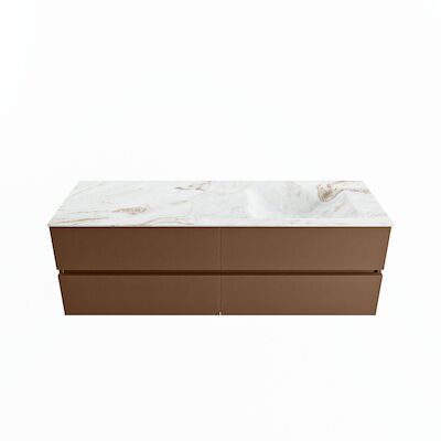 MONDIAZ VICA-DLUX 150cm badmeubel onderkast Rust 4 lades. Inbouw wastafel CLOUD rechts zonder kraangat, kleur Frappe.