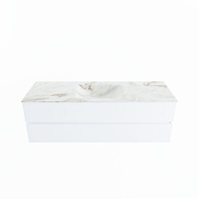 MONDIAZ VICA-DLUX 150cm badmeubel onderkast Talc 2 lades. Inbouw wastafel CLOUD midden 1 kraangat, kleur Frappe.