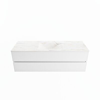 MONDIAZ VICA-DLUX 150cm badmeubel onderkast Talc 2 lades. Inbouw wastafel CLOUD midden 1 kraangat, kleur Ostra.