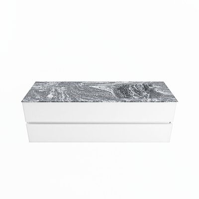 MONDIAZ VICA-DLUX 150cm badmeubel onderkast Talc 2 lades. Inbouw wastafel CLOUD rechts zonder kraangat, kleur Lava.