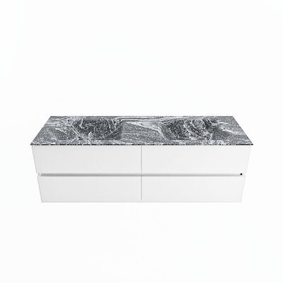 MONDIAZ VICA-DLUX 150cm badmeubel onderkast Talc 4 lades. Inbouw wastafel CLOUD dubbel 2 kraangaten, kleur Lava.