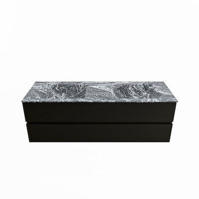 MONDIAZ VICA-DLUX 150cm badmeubel onderkast Urban 2 lades. Inbouw wastafel CLOUD dubbel 2 kraangaten, kleur Lava.