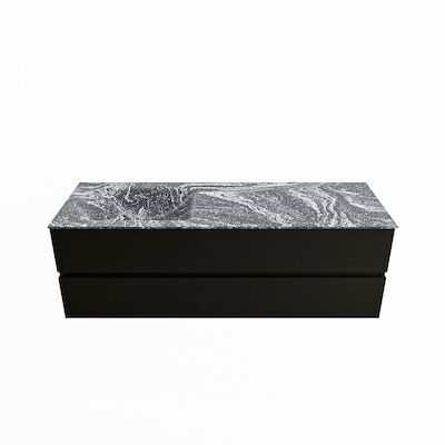 MONDIAZ VICA-DLUX 150cm badmeubel onderkast Urban 2 lades. Inbouw wastafel CLOUD links 1 kraangat, kleur Lava.