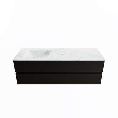 MONDIAZ VICA-DLUX 150cm badmeubel onderkast Urban 2 lades. Inbouw wastafel CLOUD links zonder kraangat, kleur Opalo.