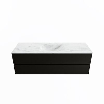 MONDIAZ VICA-DLUX 150cm badmeubel onderkast Urban 2 lades. Inbouw wastafel CLOUD midden zonder kraangat, kleur Opalo.