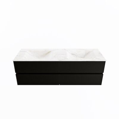 MONDIAZ VICA-DLUX 150cm badmeubel onderkast Urban 4 lades. Inbouw wastafel CLOUD dubbel zonder kraangat, kleur Ostra.