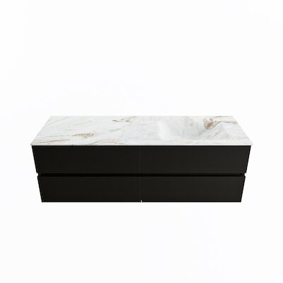 MONDIAZ VICA-DLUX 150cm badmeubel onderkast Urban 4 lades. Inbouw wastafel CLOUD rechts zonder kraangat, kleur Frappe.