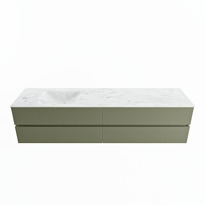 MONDIAZ VICA-DLUX 200cm badmeubel onderkast Army 4 lades. Inbouw wastafel CLOUD links zonder kraangat, kleur Opalo.