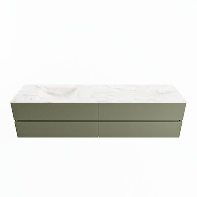 MONDIAZ VICA-DLUX 200cm badmeubel onderkast Army 4 lades. Inbouw wastafel CLOUD links zonder kraangat, kleur Ostra.