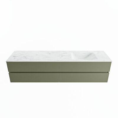 MONDIAZ VICA-DLUX 200cm badmeubel onderkast Army 4 lades. Inbouw wastafel CLOUD rechts 1 kraangat, kleur Opalo.