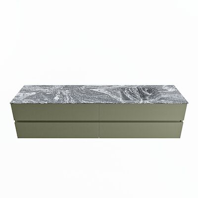 MONDIAZ VICA-DLUX 200cm badmeubel onderkast Army 4 lades. Inbouw wastafel CLOUD rechts zonder kraangat, kleur Lava.