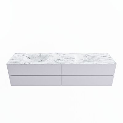 MONDIAZ VICA-DLUX 200cm badmeubel onderkast Cale 4 lades. Inbouw wastafel CLOUD dubbel zonder kraangat, kleur Glace.