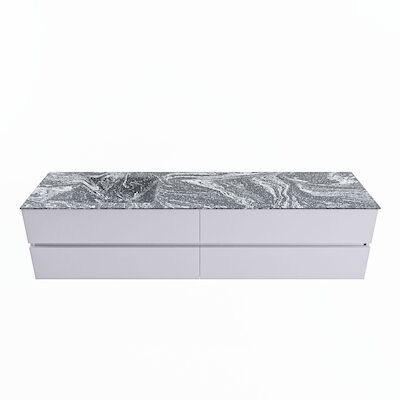 MONDIAZ VICA-DLUX 200cm badmeubel onderkast Cale 4 lades. Inbouw wastafel CLOUD links zonder kraangat, kleur Lava.