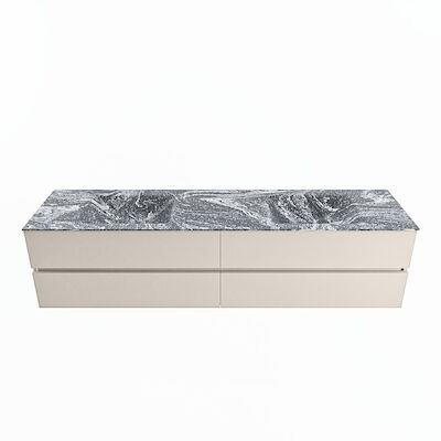MONDIAZ VICA-DLUX 200cm badmeubel onderkast Linen 4 lades. Inbouw wastafel CLOUD dubbel zonder kraangat, kleur Lava.