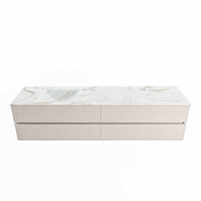 MONDIAZ VICA-DLUX 200cm badmeubel onderkast Linen 4 lades. Inbouw wastafel CLOUD links 1 kraangat, kleur Frappe.