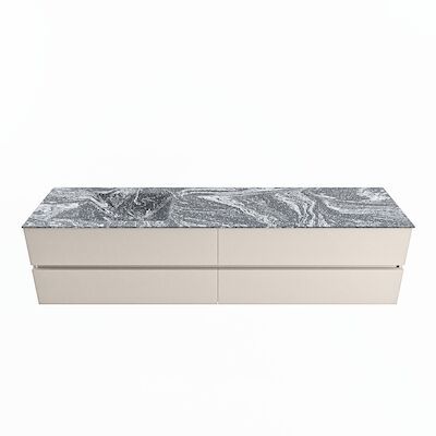 MONDIAZ VICA-DLUX 200cm badmeubel onderkast Linen 4 lades. Inbouw wastafel CLOUD links 1 kraangat, kleur Lava.
