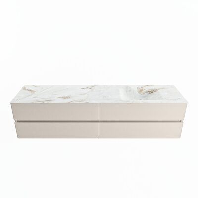 MONDIAZ VICA-DLUX 200cm badmeubel onderkast Linen 4 lades. Inbouw wastafel CLOUD rechts 1 kraangat, kleur Frappe.