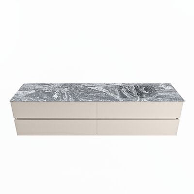 MONDIAZ VICA-DLUX 200cm badmeubel onderkast Linen 4 lades. Inbouw wastafel CLOUD rechts 1 kraangat, kleur Lava.
