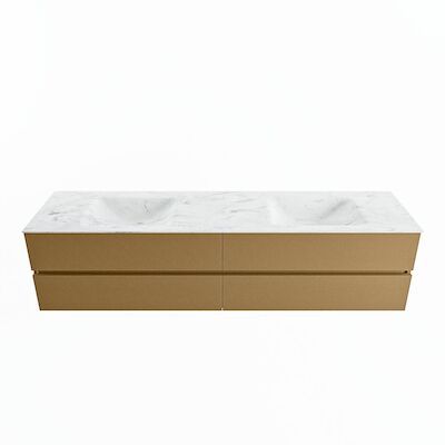 MONDIAZ VICA-DLUX 200cm badmeubel onderkast Oro 4 lades. Inbouw wastafel CLOUD dubbel zonder kraangat, kleur Opalo.