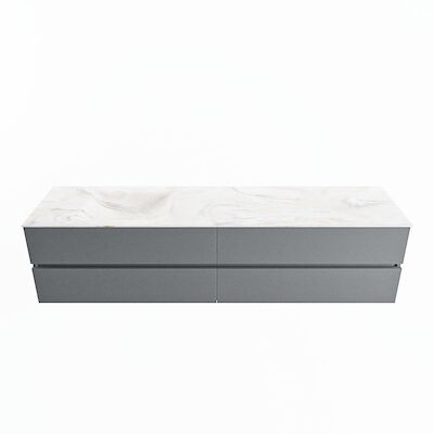 MONDIAZ VICA-DLUX 200cm badmeubel onderkast Plata 4 lades. Inbouw wastafel CLOUD links zonder kraangat, kleur Ostra.