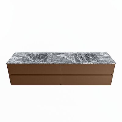 MONDIAZ VICA-DLUX 200cm badmeubel onderkast Rust 4 lades. Inbouw wastafel CLOUD dubbel 2 kraangaten, kleur Lava.