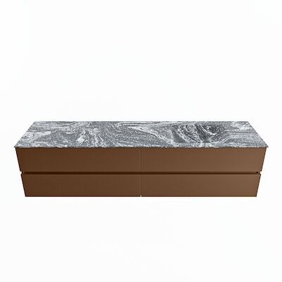 MONDIAZ VICA-DLUX 200cm badmeubel onderkast Rust 4 lades. Inbouw wastafel CLOUD rechts zonder kraangat, kleur Lava.