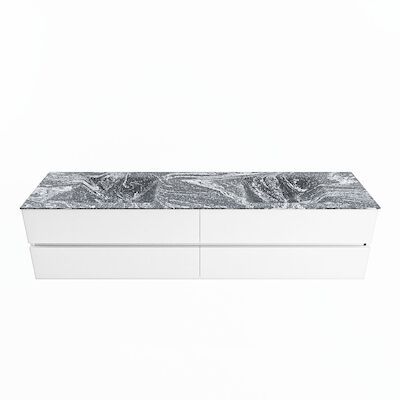 MONDIAZ VICA-DLUX 200cm badmeubel onderkast Talc 4 lades. Inbouw wastafel CLOUD dubbel 2 kraangaten, kleur Lava.