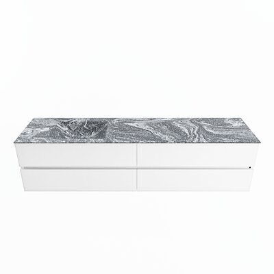 MONDIAZ VICA-DLUX 200cm badmeubel onderkast Talc 4 lades. Inbouw wastafel CLOUD links zonder kraangat, kleur Lava.