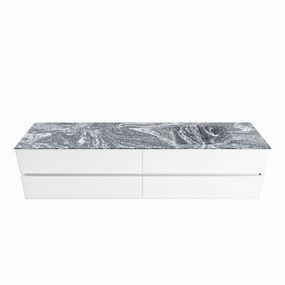 MONDIAZ VICA-DLUX 200cm badmeubel onderkast Talc 4 lades. Inbouw wastafel CLOUD rechts 1 kraangat, kleur Lava.