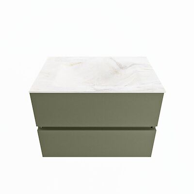 MONDIAZ VICA-DLUX 70cm badmeubel onderkast Army 2 lades. Inbouw wastafel CLOUD midden zonder kraangat, kleur Ostra.