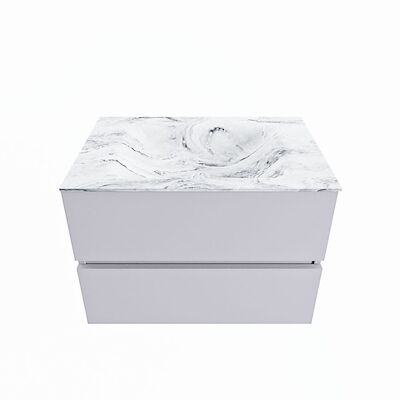 MONDIAZ VICA-DLUX 70cm badmeubel onderkast Cale 2 lades. Inbouw wastafel CLOUD midden 1 kraangat, kleur Glace.
