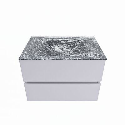 MONDIAZ VICA-DLUX 70cm badmeubel onderkast Cale 2 lades. Inbouw wastafel CLOUD midden zonder kraangat, kleur Lava.