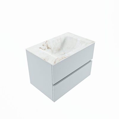 MONDIAZ VICA-DLUX 70cm badmeubel onderkast Clay 2 lades. Inbouw wastafel CLOUD midden 1 kraangat, kleur Frappe, en spiegel model SPOT