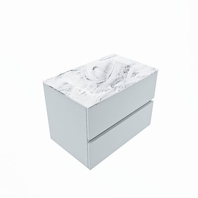 MONDIAZ VICA-DLUX 70cm badmeubel onderkast Clay 2 lades. Inbouw wastafel CLOUD midden 1 kraangat, kleur Glace, en spiegel model SPOT