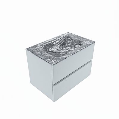 MONDIAZ VICA-DLUX 70cm badmeubel onderkast Clay 2 lades. Inbouw wastafel CLOUD midden 1 kraangat, kleur Lava, en spiegel model SPOT