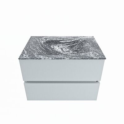MONDIAZ VICA-DLUX 70cm badmeubel onderkast Clay 2 lades. Inbouw wastafel CLOUD midden zonder kraangat, kleur Lava.