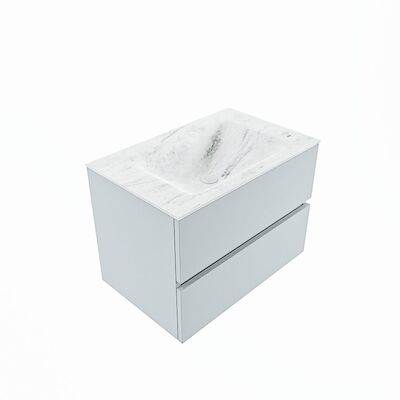 MONDIAZ VICA-DLUX 70cm badmeubel onderkast Clay 2 lades. Inbouw wastafel CLOUD midden zonder kraangat, kleur Opalo, en spiegel model SPOT