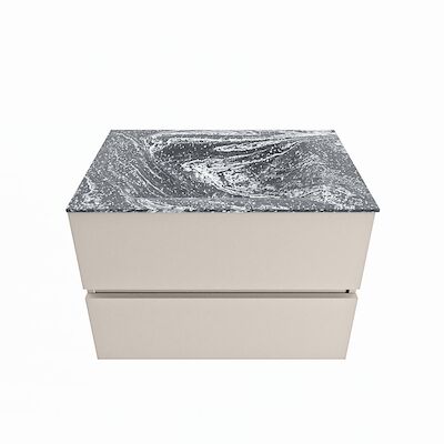 MONDIAZ VICA-DLUX 70cm badmeubel onderkast Linen 2 lades. Inbouw wastafel CLOUD midden zonder kraangat, kleur Lava.