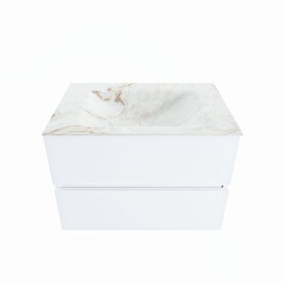 MONDIAZ VICA-DLUX 70cm badmeubel onderkast Talc 2 lades. Inbouw wastafel CLOUD midden 1 kraangat, kleur Frappe.