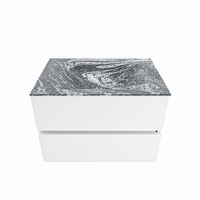 MONDIAZ VICA-DLUX 70cm badmeubel onderkast Talc 2 lades. Inbouw wastafel CLOUD midden 1 kraangat, kleur Lava.