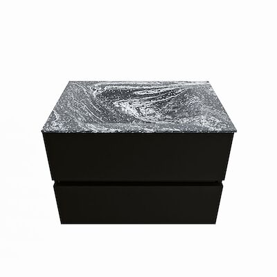 MONDIAZ VICA-DLUX 70cm badmeubel onderkast Urban 2 lades. Inbouw wastafel CLOUD midden 1 kraangat, kleur Lava.