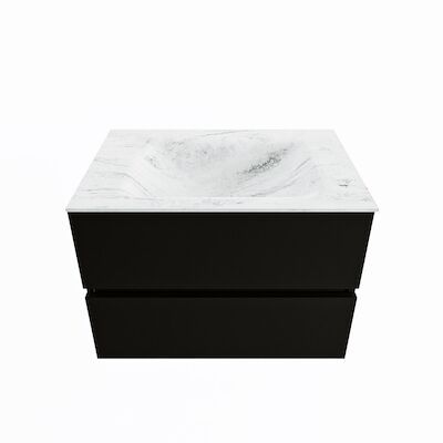 MONDIAZ VICA-DLUX 70cm badmeubel onderkast Urban 2 lades. Inbouw wastafel CLOUD midden zonder kraangat, kleur Opalo.