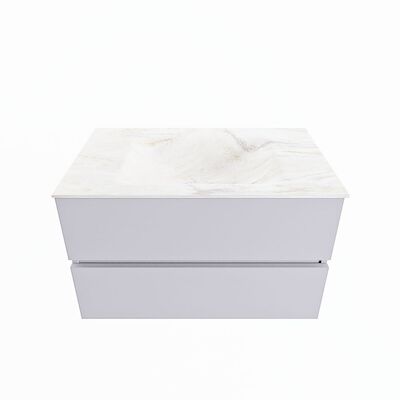 MONDIAZ VICA-DLUX 80cm badmeubel onderkast Cale 2 lades. Inbouw wastafel CLOUD midden 1 kraangat, kleur Ostra.