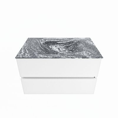 MONDIAZ VICA-DLUX 80cm badmeubel onderkast Talc 2 lades. Inbouw wastafel CLOUD midden zonder kraangat, kleur Lava.