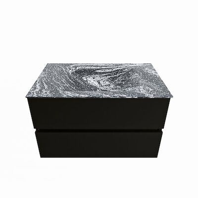 MONDIAZ VICA-DLUX 80cm badmeubel onderkast Urban 2 lades. Inbouw wastafel CLOUD midden 1 kraangat, kleur Lava.