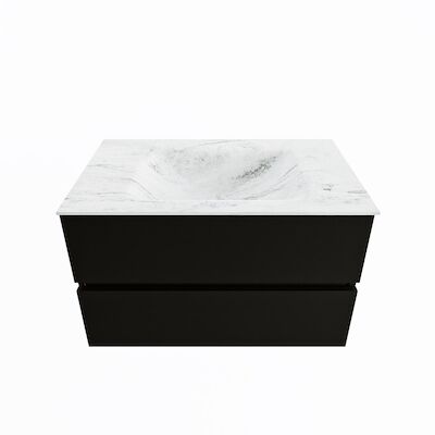 MONDIAZ VICA-DLUX 80cm badmeubel onderkast Urban 2 lades. Inbouw wastafel CLOUD midden 1 kraangat, kleur Opalo.
