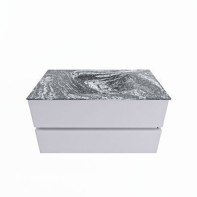 MONDIAZ VICA-DLUX 90cm badmeubel onderkast Cale 2 lades. Inbouw wastafel CLOUD midden zonder kraangat, kleur Lava.
