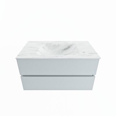 MONDIAZ VICA-DLUX 90cm badmeubel onderkast Clay 2 lades. Inbouw wastafel CLOUD midden 1 kraangat, kleur Opalo.